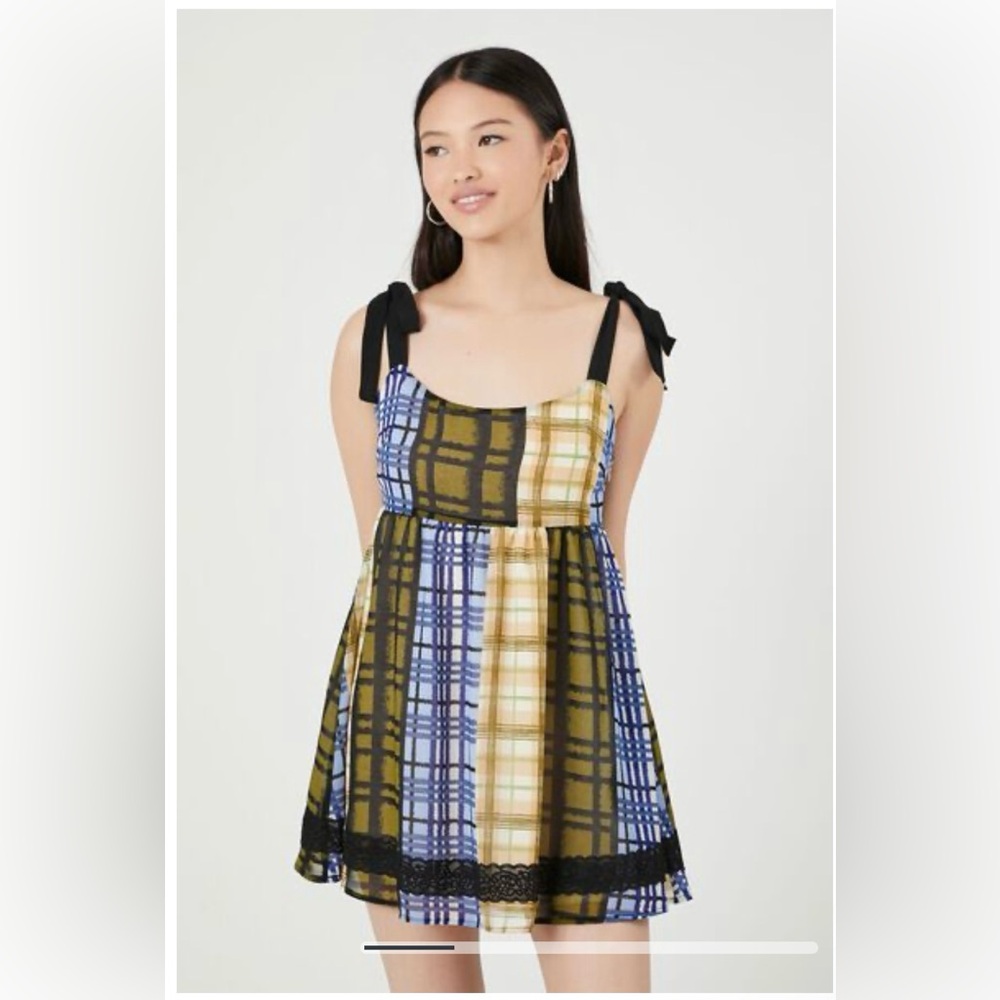 Plaid Dress with Bow Straps